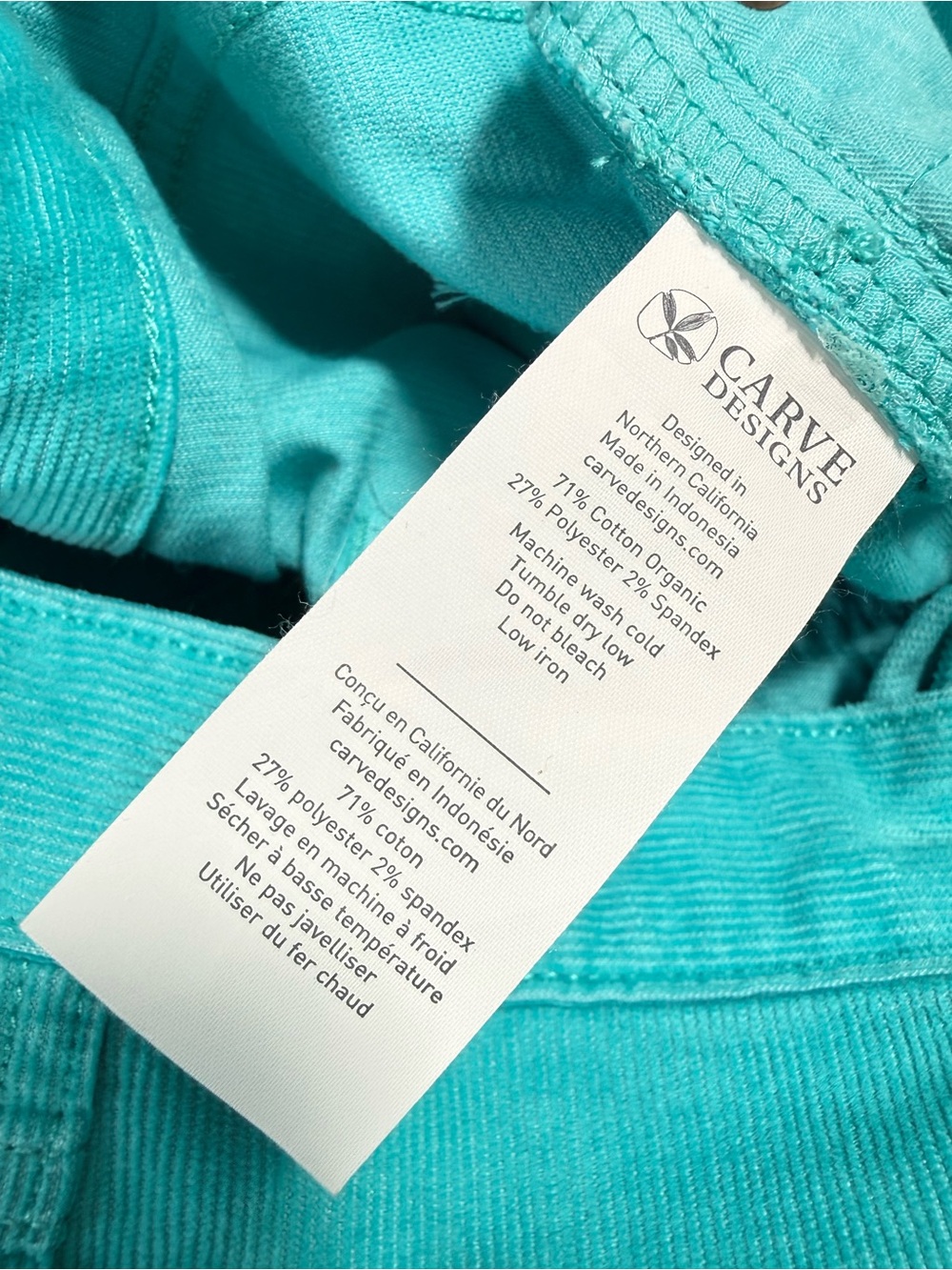 CARVE DESIGN Bright Turquoise Cotton Blend Corduroy Shorts - Picture 9 of 12